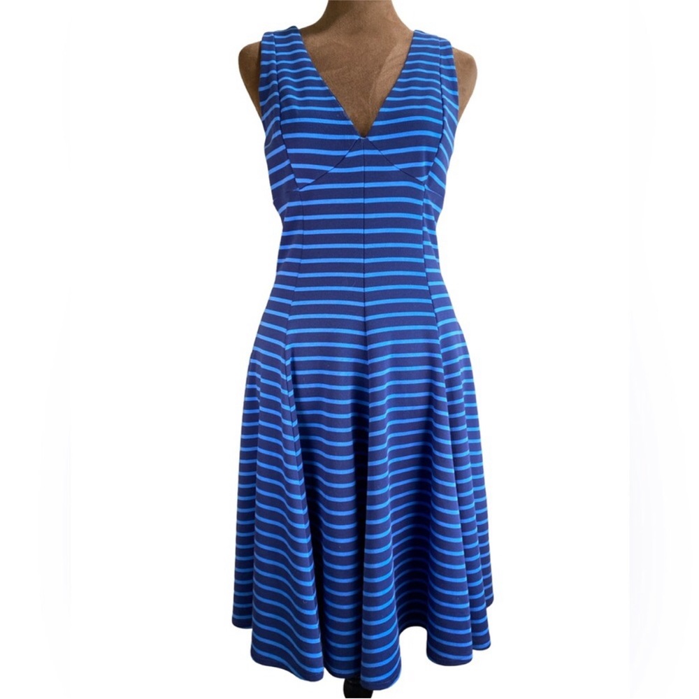 Blue Striped Sleeveless Dress